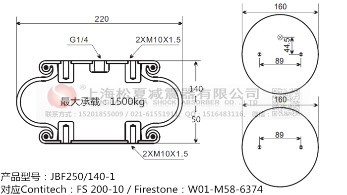 JBF250/140-1橡膠<a href='http://www.zqditj.com/' target='_blank'><u>空氣彈簧</u></a>