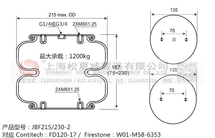 JBF215/230-2橡膠<a href='http://www.zqditj.com/' target='_blank'><u>空氣彈簧</u></a>